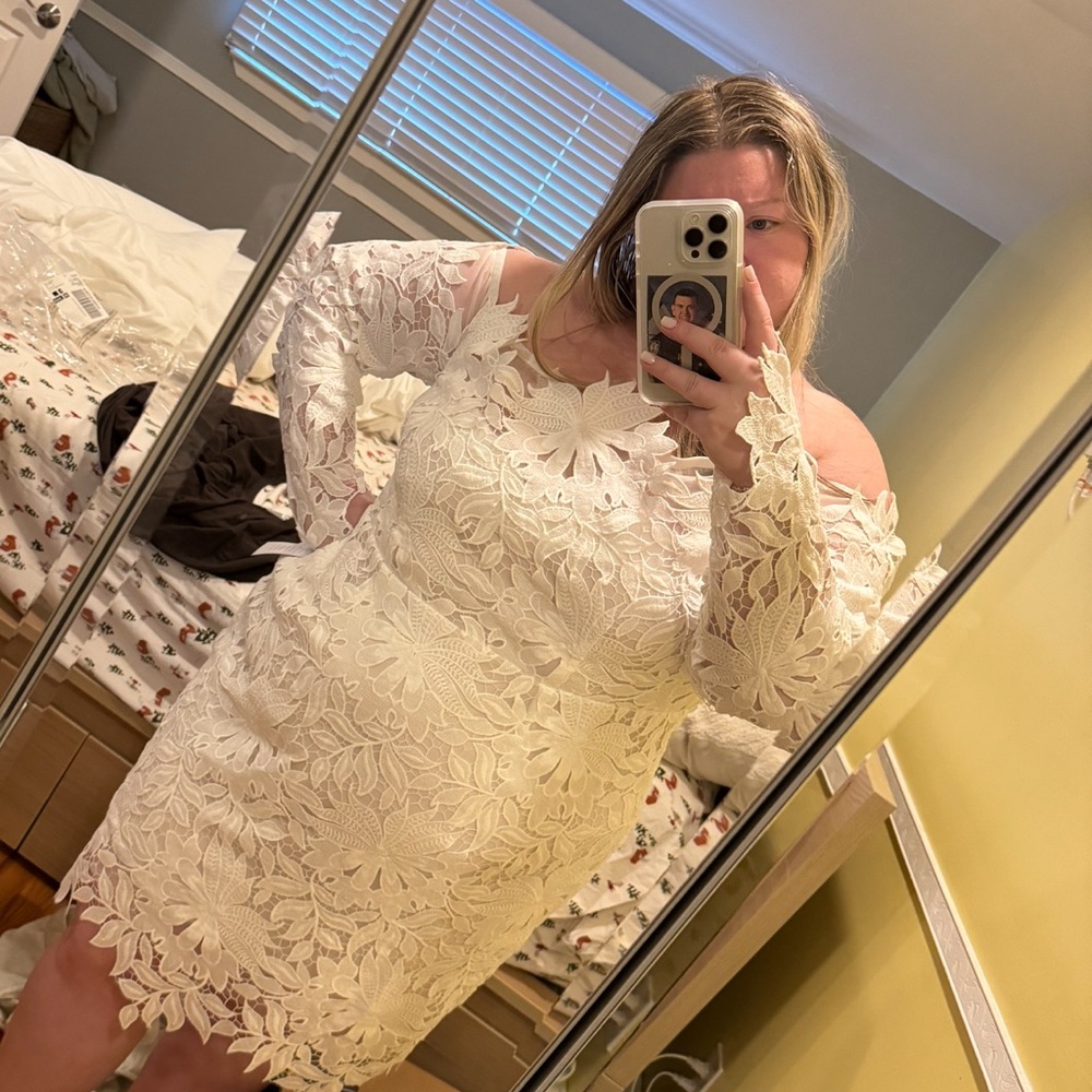 Eloquii White Off the Shoulder Sheath Dress